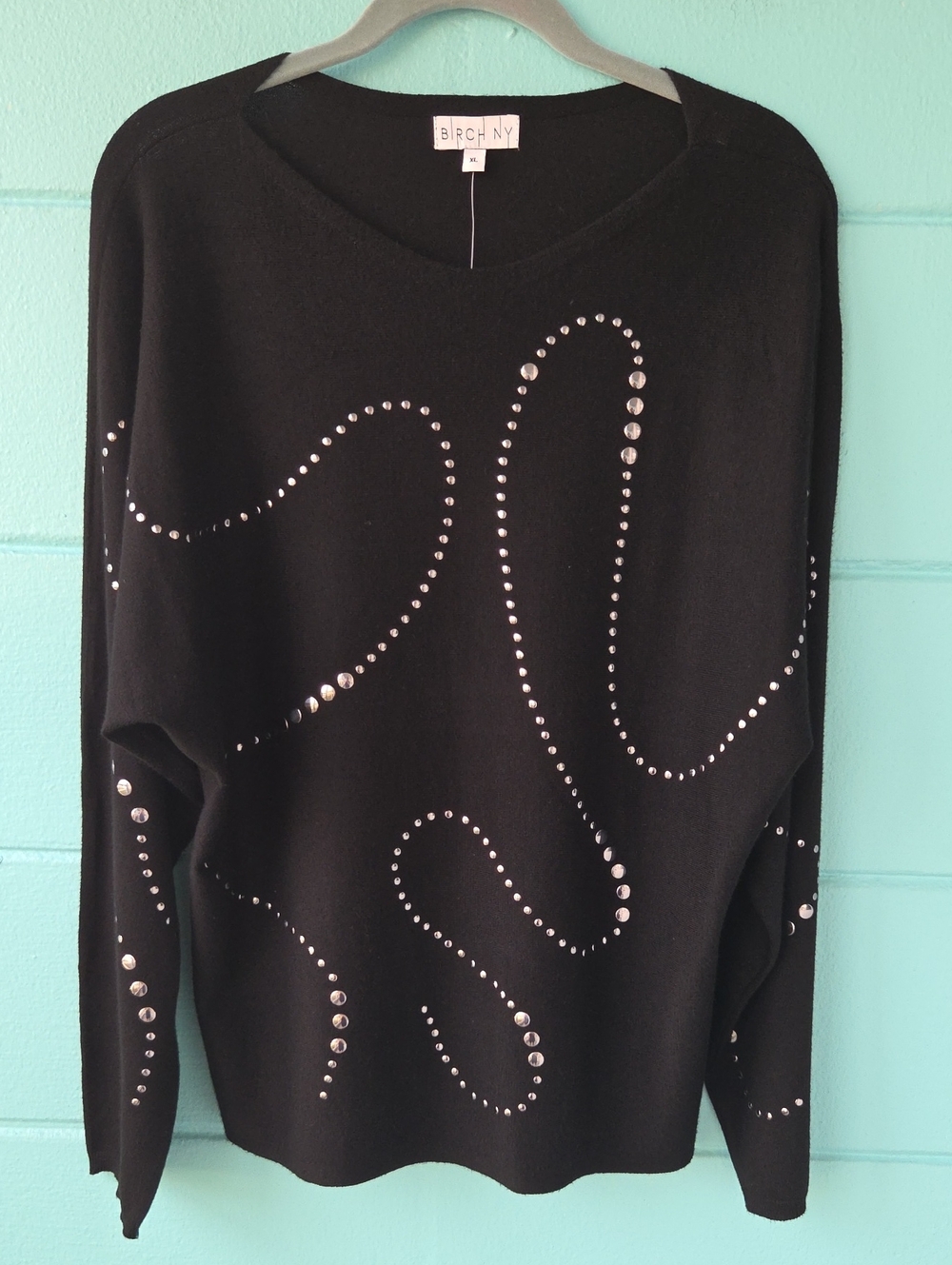 NWT "Birch N.Y." Stud Embellished Sweater Top Woman's Size X-Large